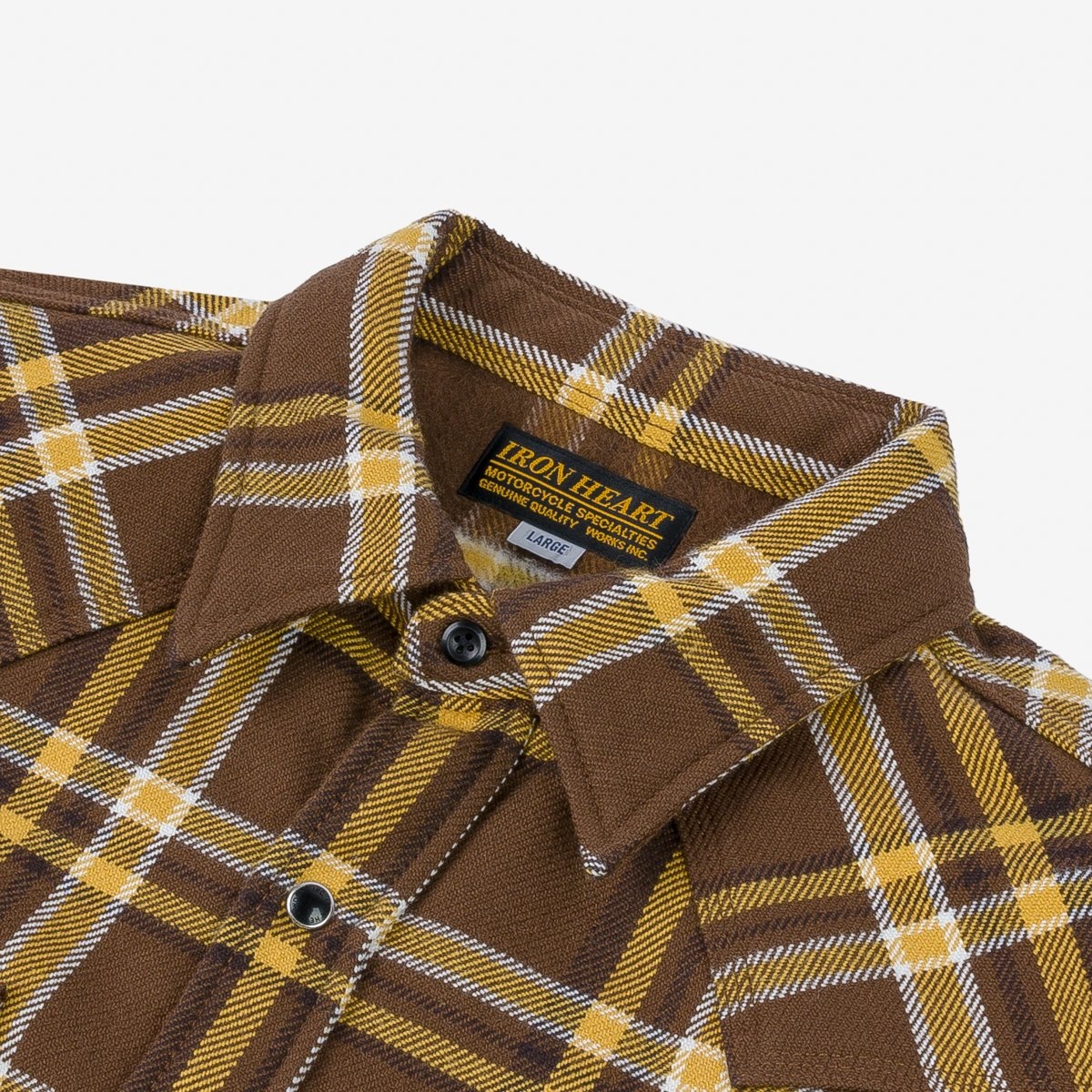 IHSH-372-BRN Ultra Heavy Flannel Crazy Check Western Shirt - Brown - 7