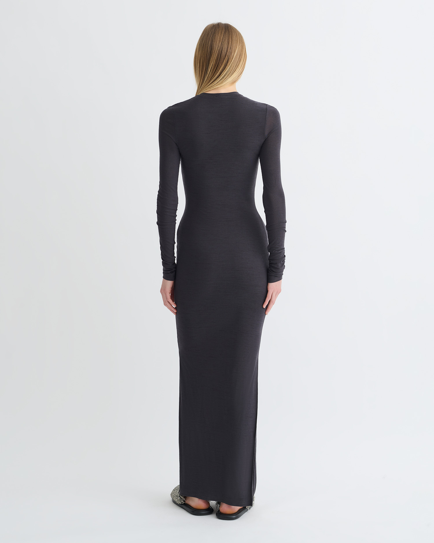Draped Wool Jersey Midi Dress - 2