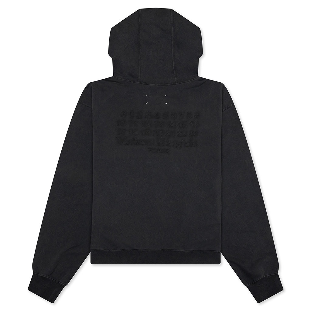 REVERSE APPLICATED STITCH LOGO ZIPPED HOODIE - WASHED BLACK - 2