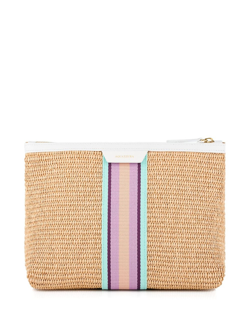 AQUAZZURA raffia stripe clutch bag outlook