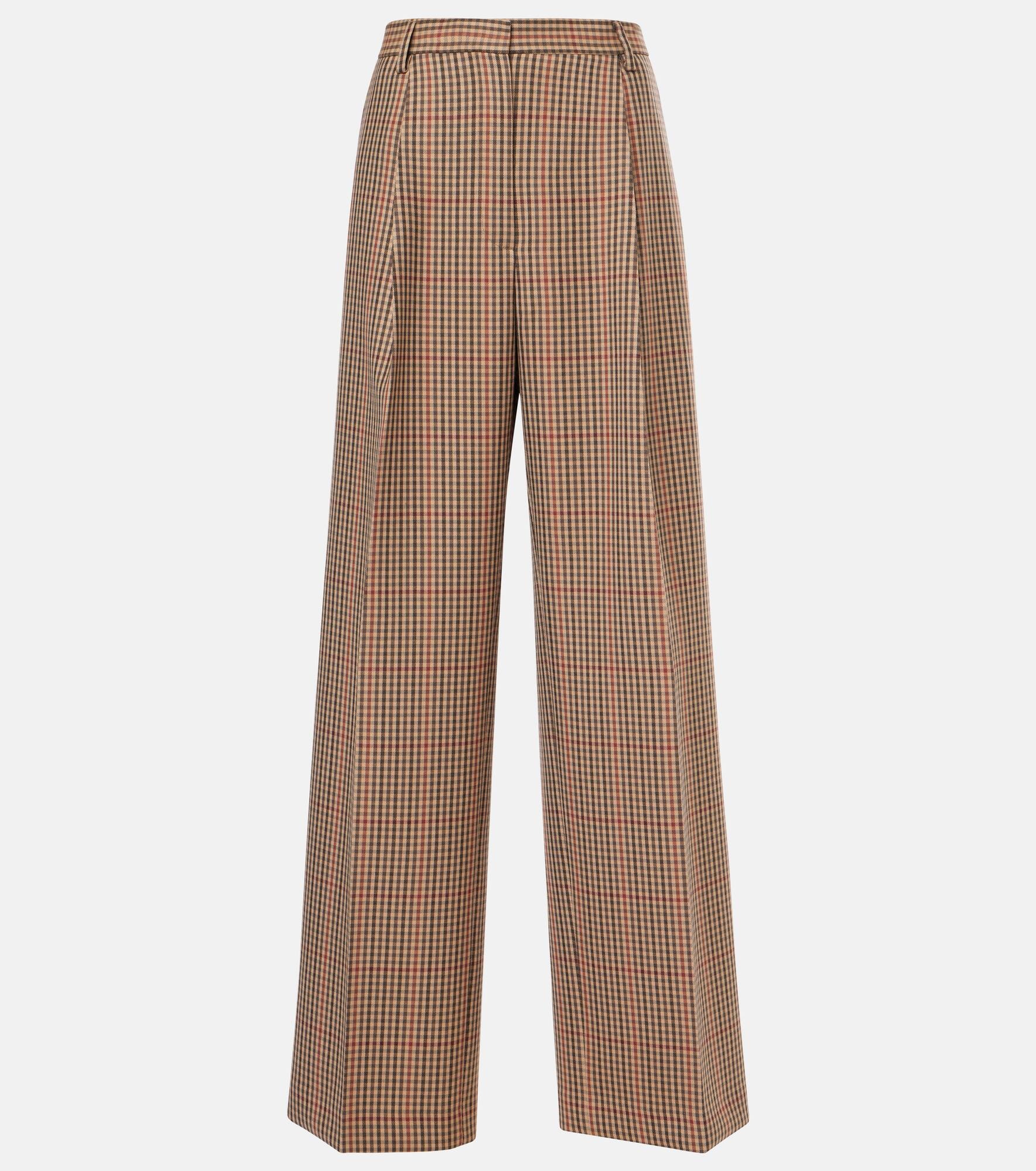 Checked wool wide-leg pants - 1