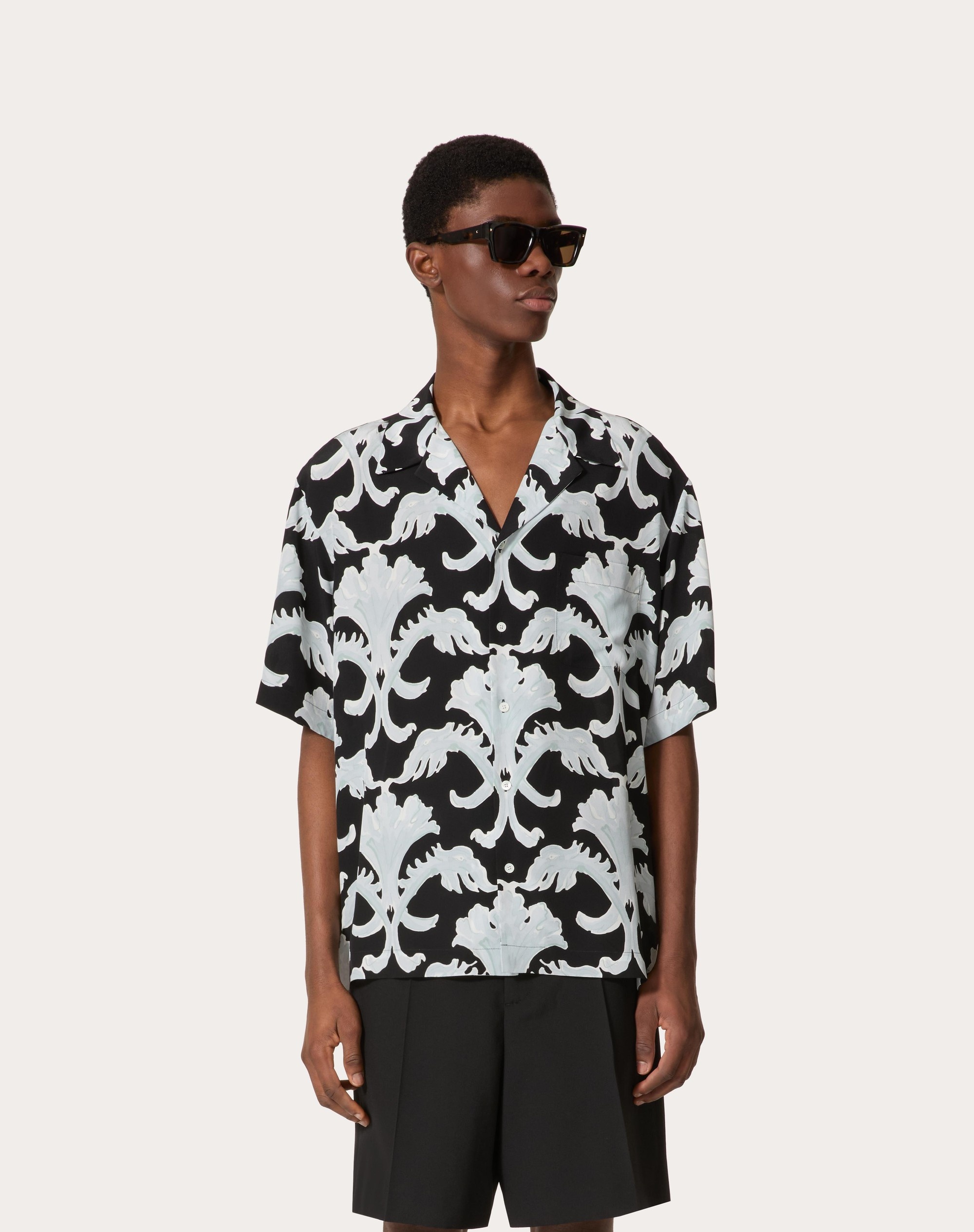 METAMORPHOS WALL PRINT SILK BOWLING SHIRT - 3