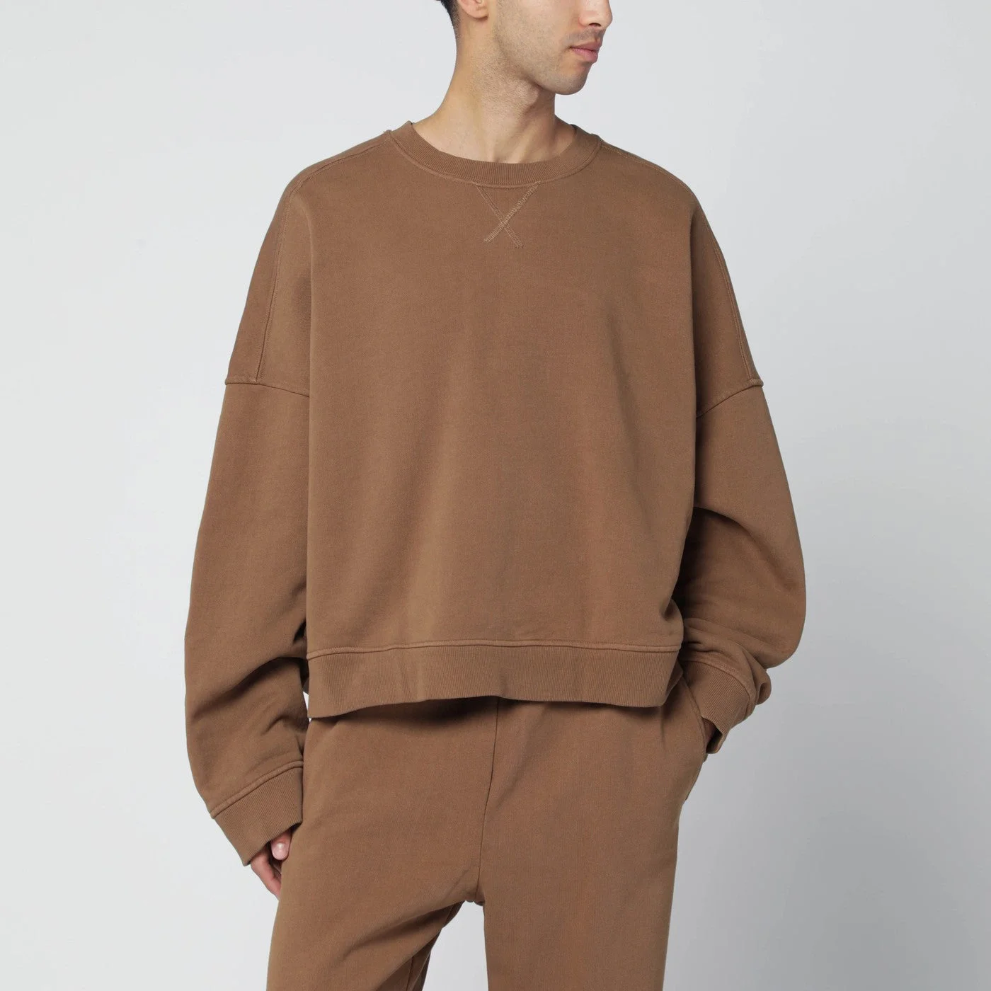 Brown cotton crewneck sweatshirt - 1