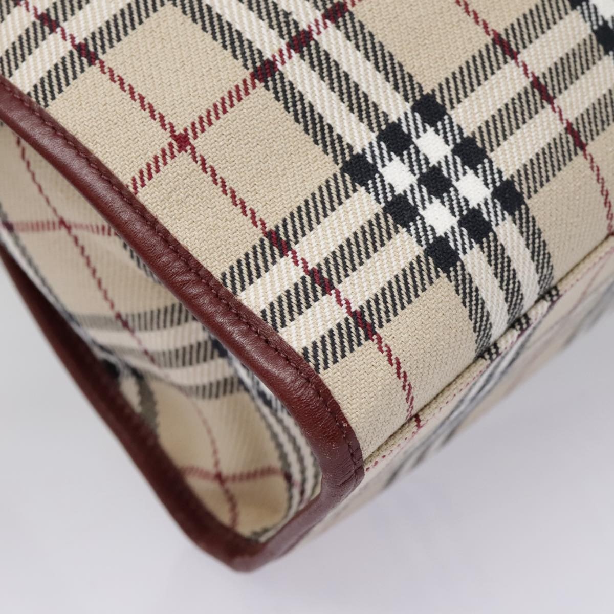 Burberry Nova Check Blue Label Tote Bag Canvas Beige Red Brown Silver - 14