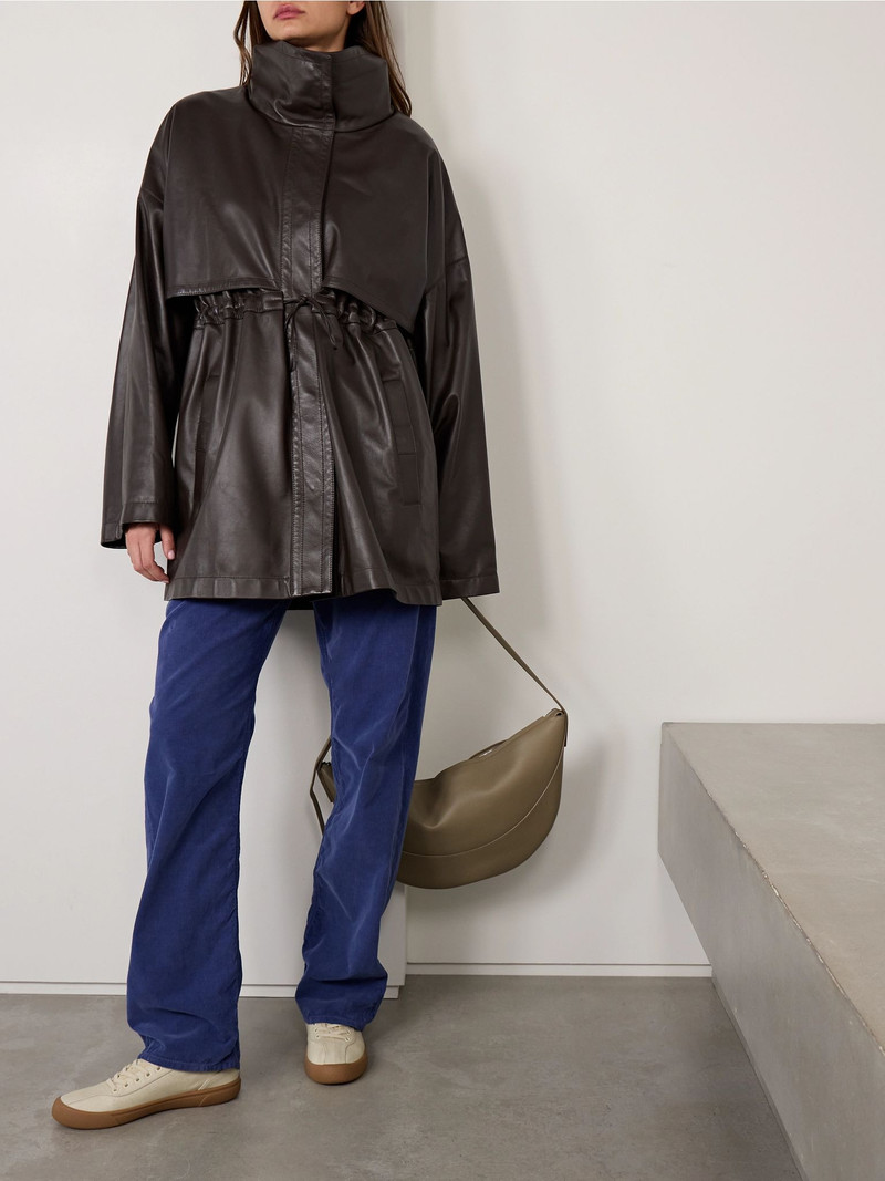 The Row Herbie leather jacket Dark brown outlook