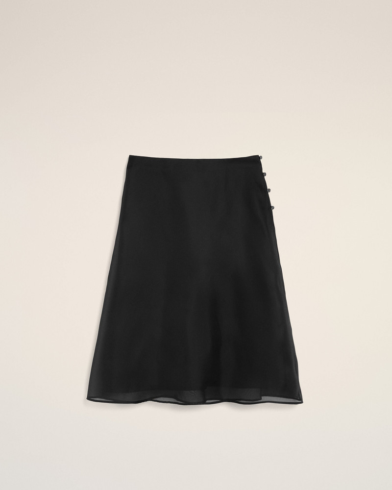BLACK SILK MIDI SHEER UNDERSKIRT TRAPEZE SKIRT 1