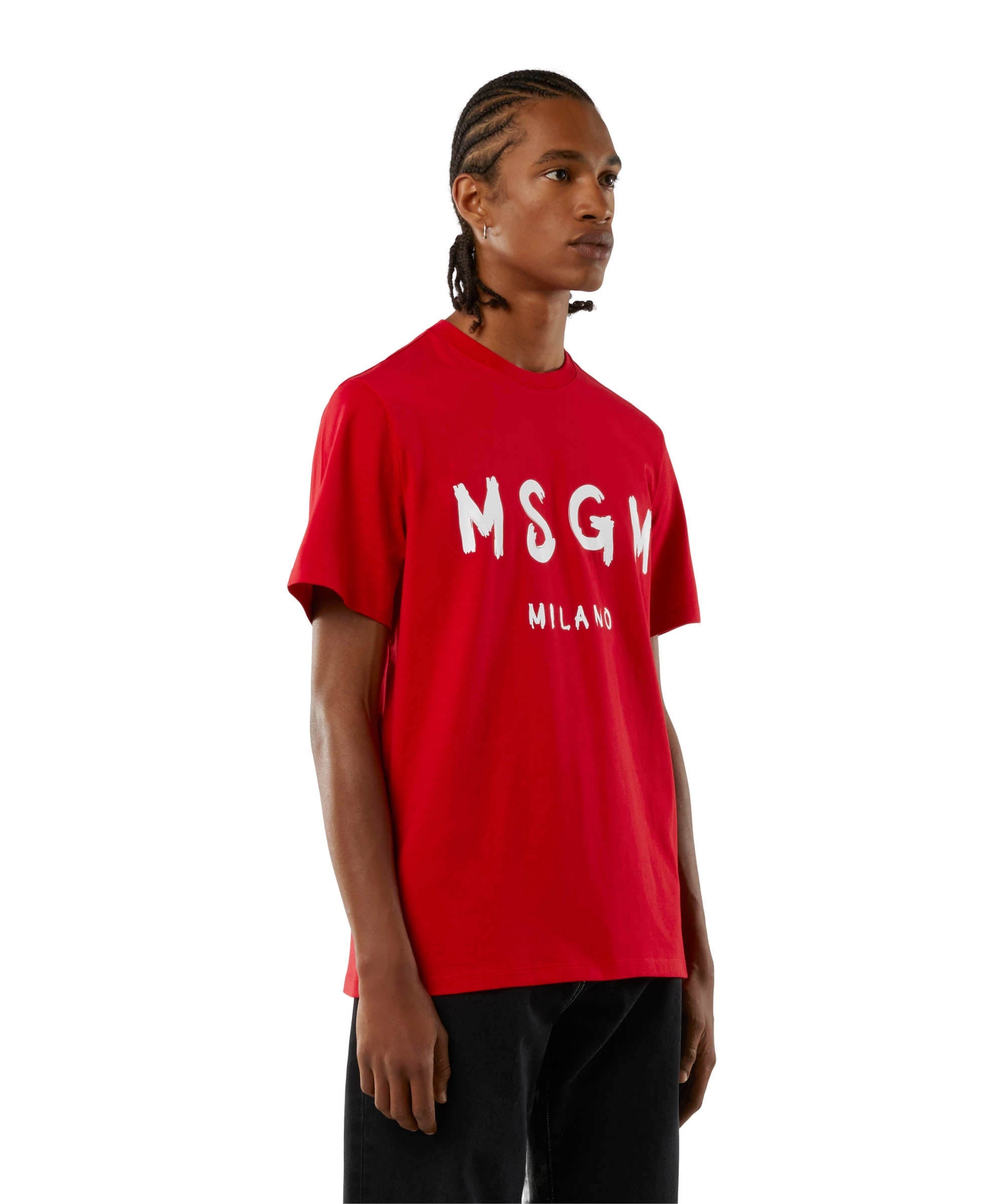 Cotton T-shirt with brushed logo - 1
