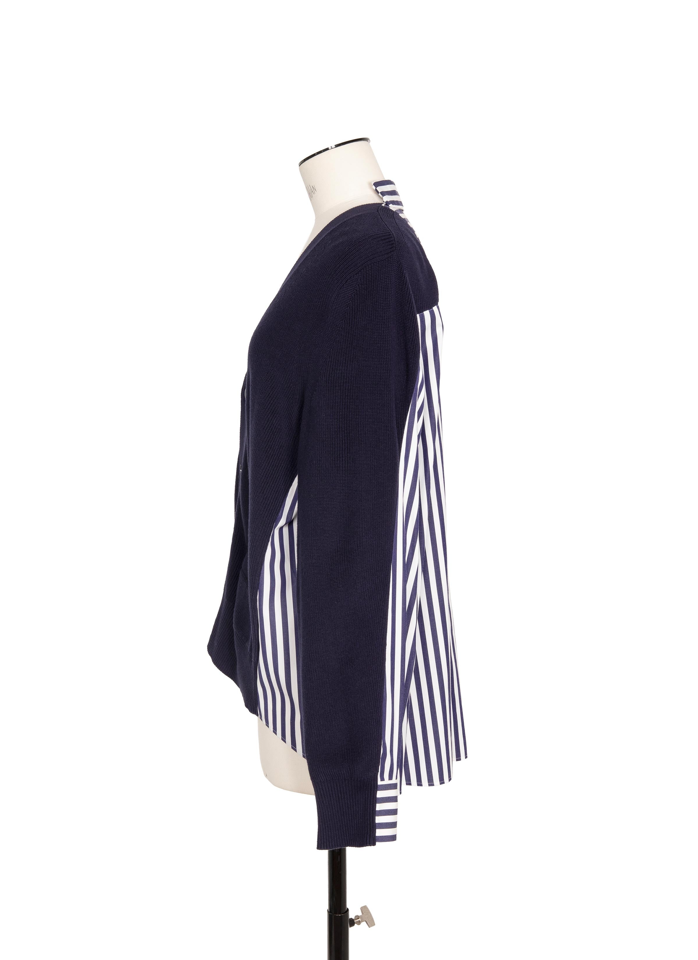Cotton Knit x Cotton Poplin Cardigan - 2