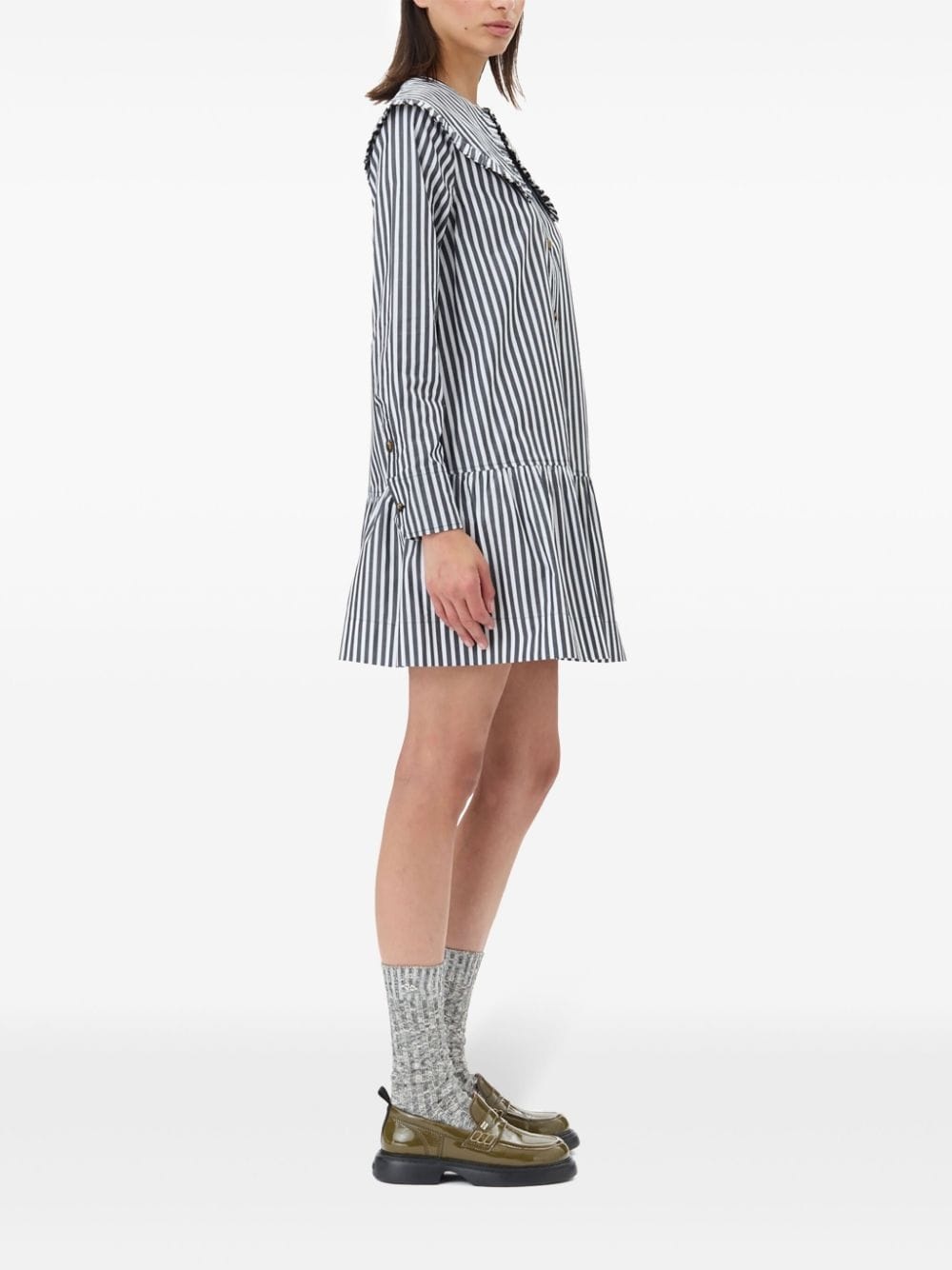 striped cotton shirt dress - 3