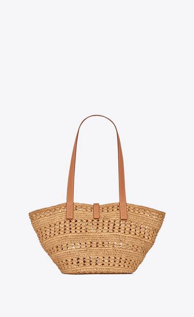 SAINT LAURENT panier small bag in crochet raffia and smooth leather outlook