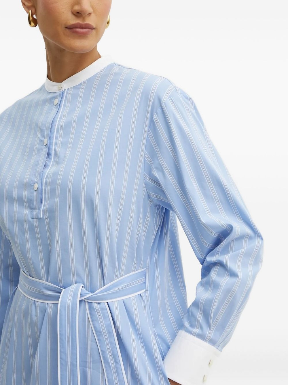striped belted shirt dress - 3