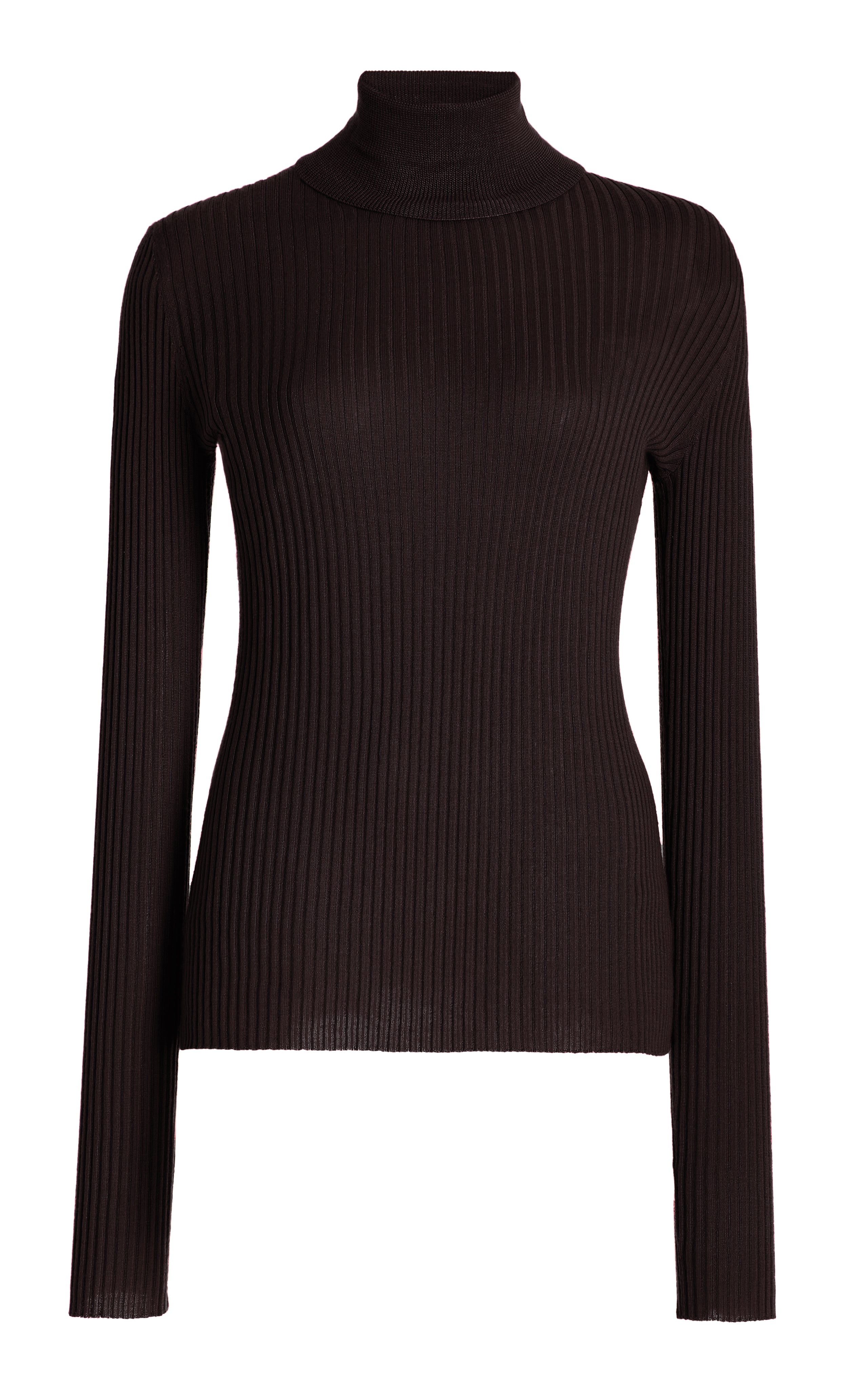 Peppe Knit Turtleneck in Chocolate Cashmere Silk - 1