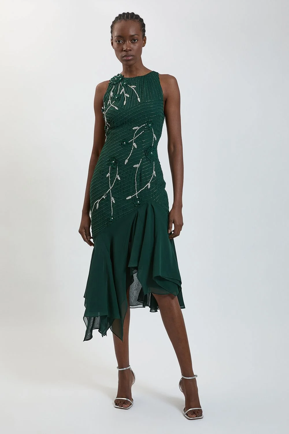 Hand Beaded Halterneck Midi Dress - 1