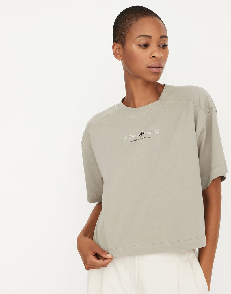 Cropped Nature T-shirt의 코튼 경량 저지와 monili 1
