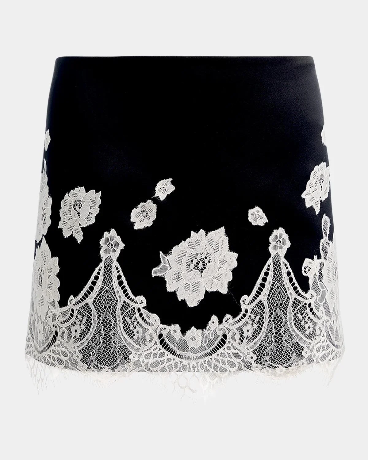 Rubi Lace-Trim Satin Mini Skirt - 1