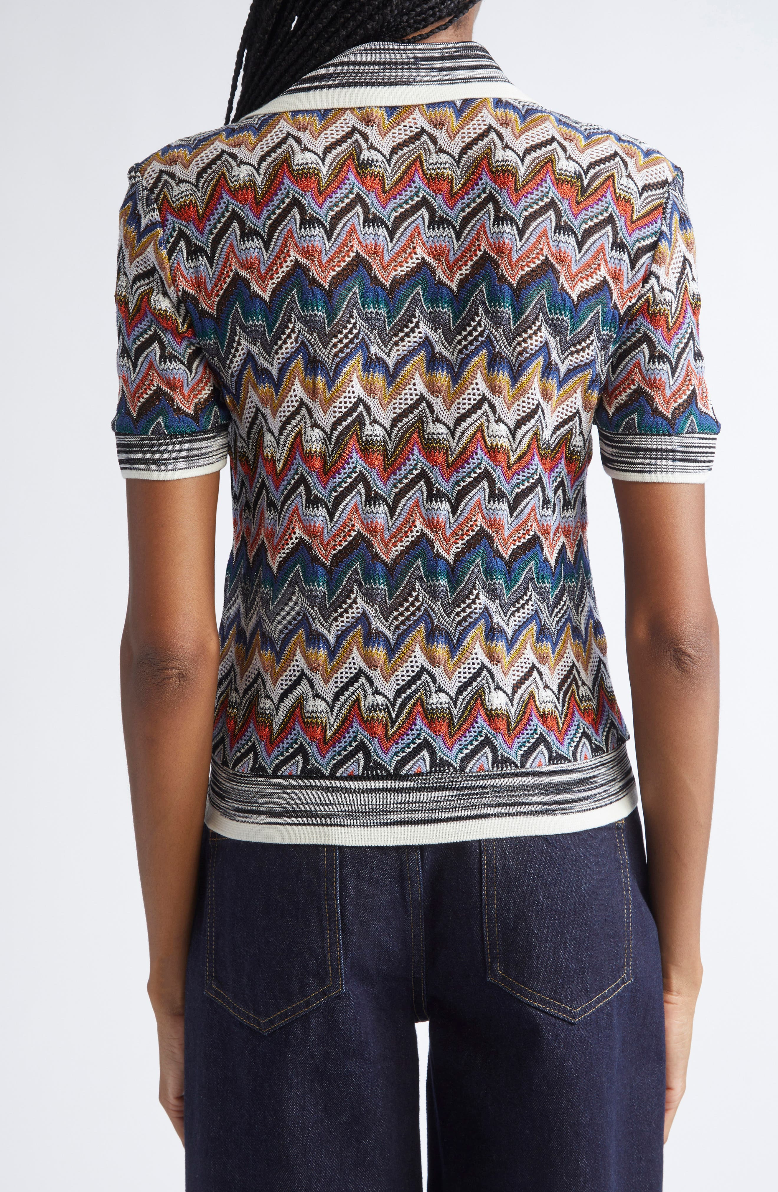 Missoni Knit Metallic Lace Polo in Blue Multi at Nordstrom - 2