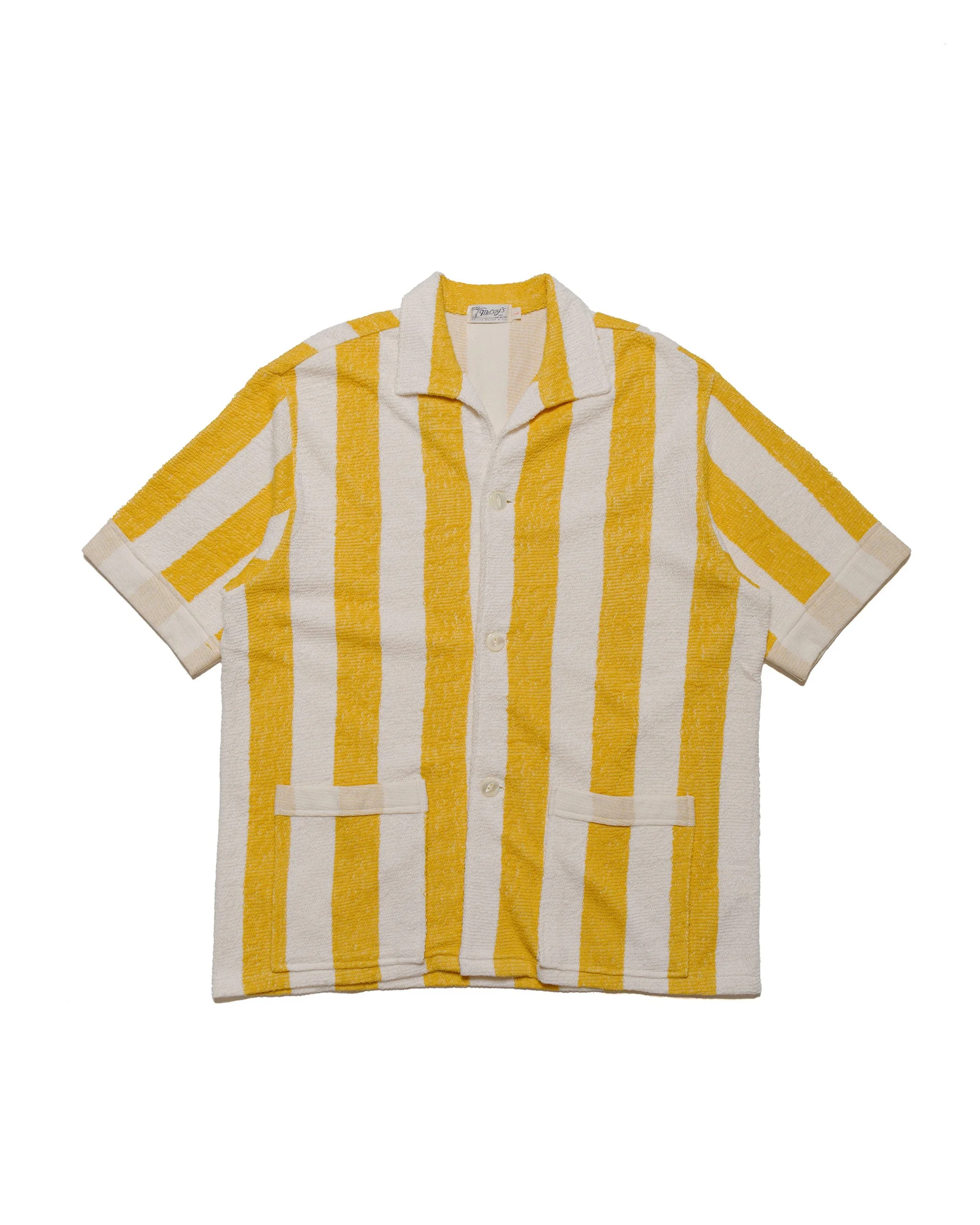 MC24015 Stripe Cotton Pile Beach Shirt Yellow - 1
