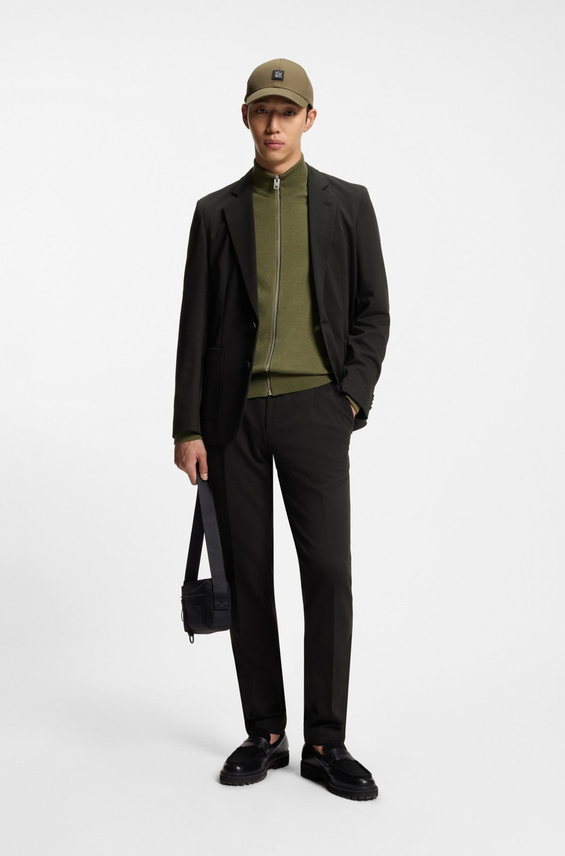 HUGO MELANGE MODERN-FIT TROUSERS IN A COTTON BLEND outlook