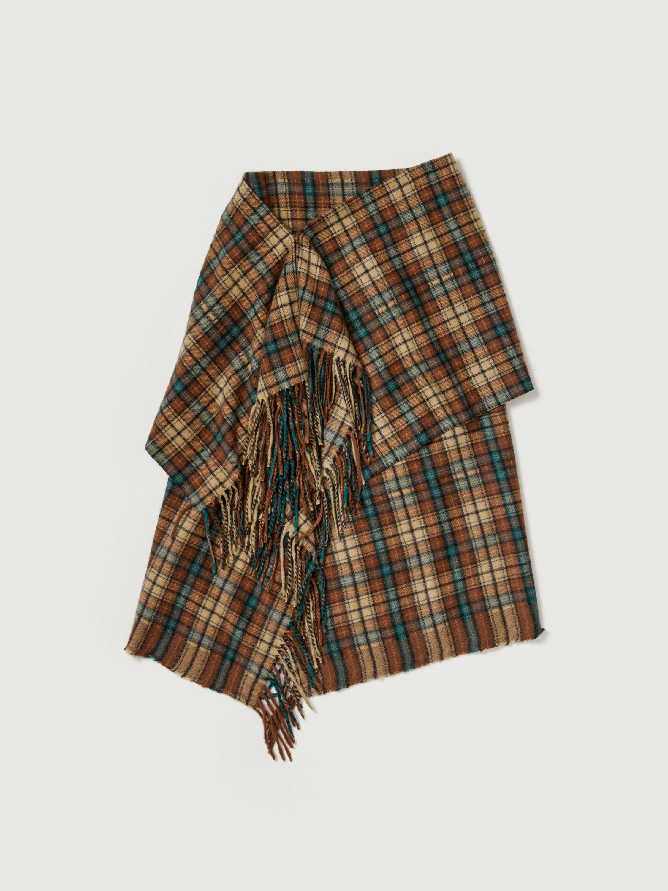CASHMERE CHECK WRAP SKIRT - 1
