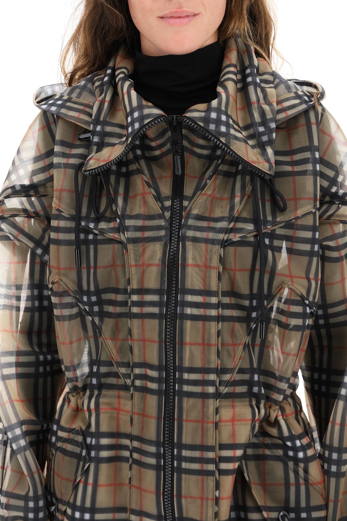 VINTAGE CHECK NYLON MESH PARKA - 5