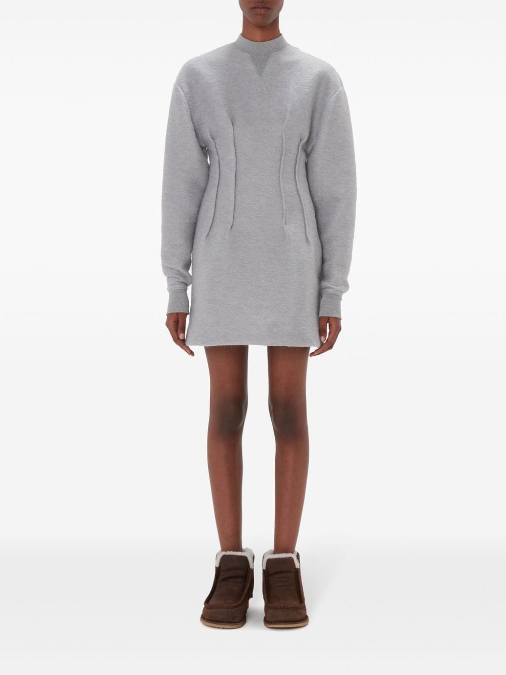 textured long-sleeve hourglass dress - 3
