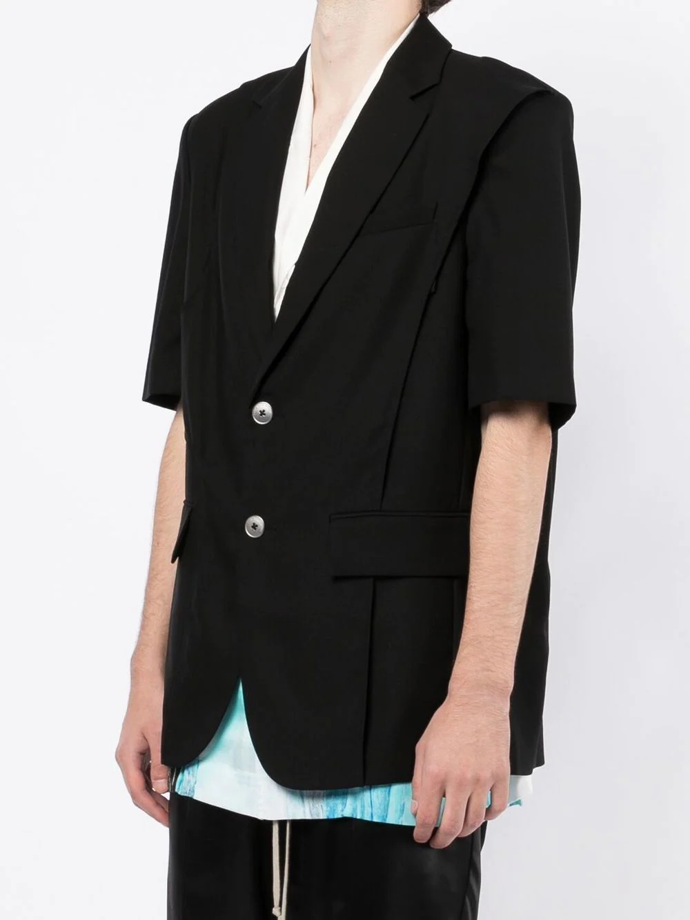 short-sleeve wool-blend blazer - 3