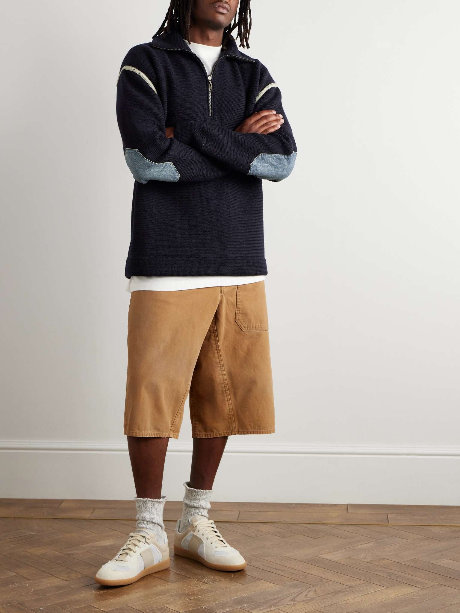 トップス 16aw Maison Margiela elbow patch knit Maison Margiela // Beige Wool Elbow Patch Knit Sweater – VSP