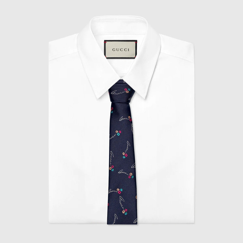 GUCCI Gucci flowers silk tie outlook