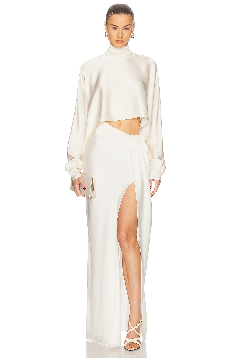 Lightweight Satin Asymmetric Skirt - 5