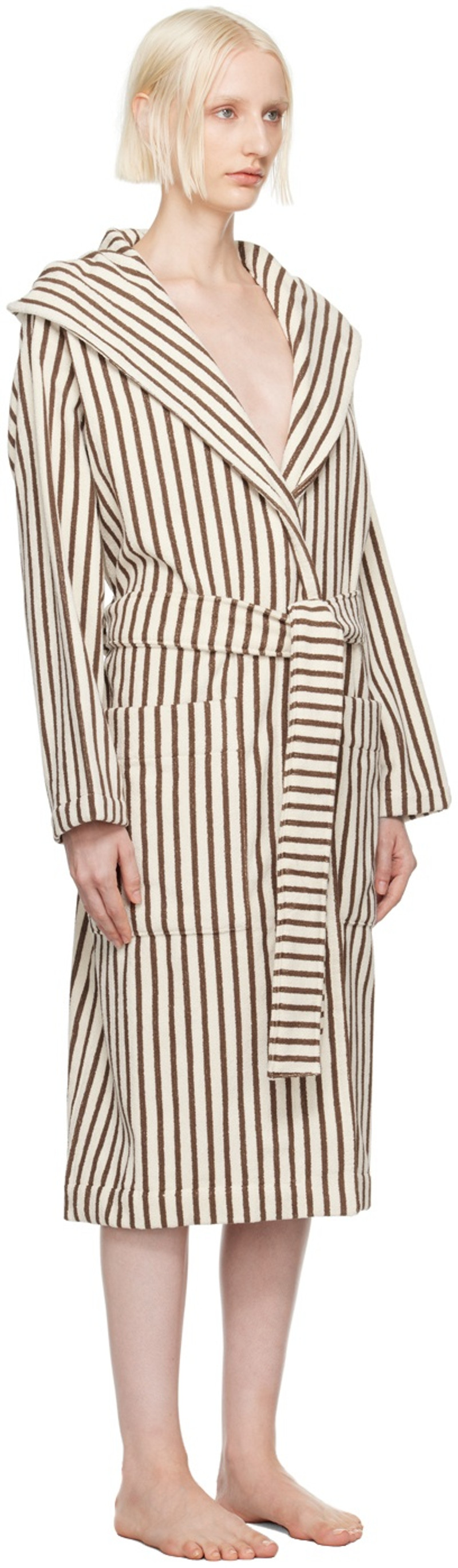 TEKLA Brown & Off-White Classic Bathrobe outlook
