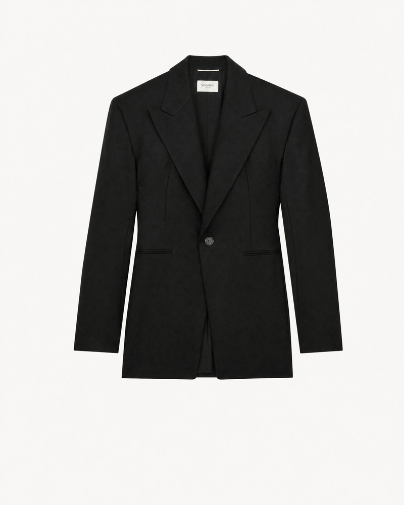 SINGLE-BREASTED JACKET IN GRAIN DE POUDRE 1