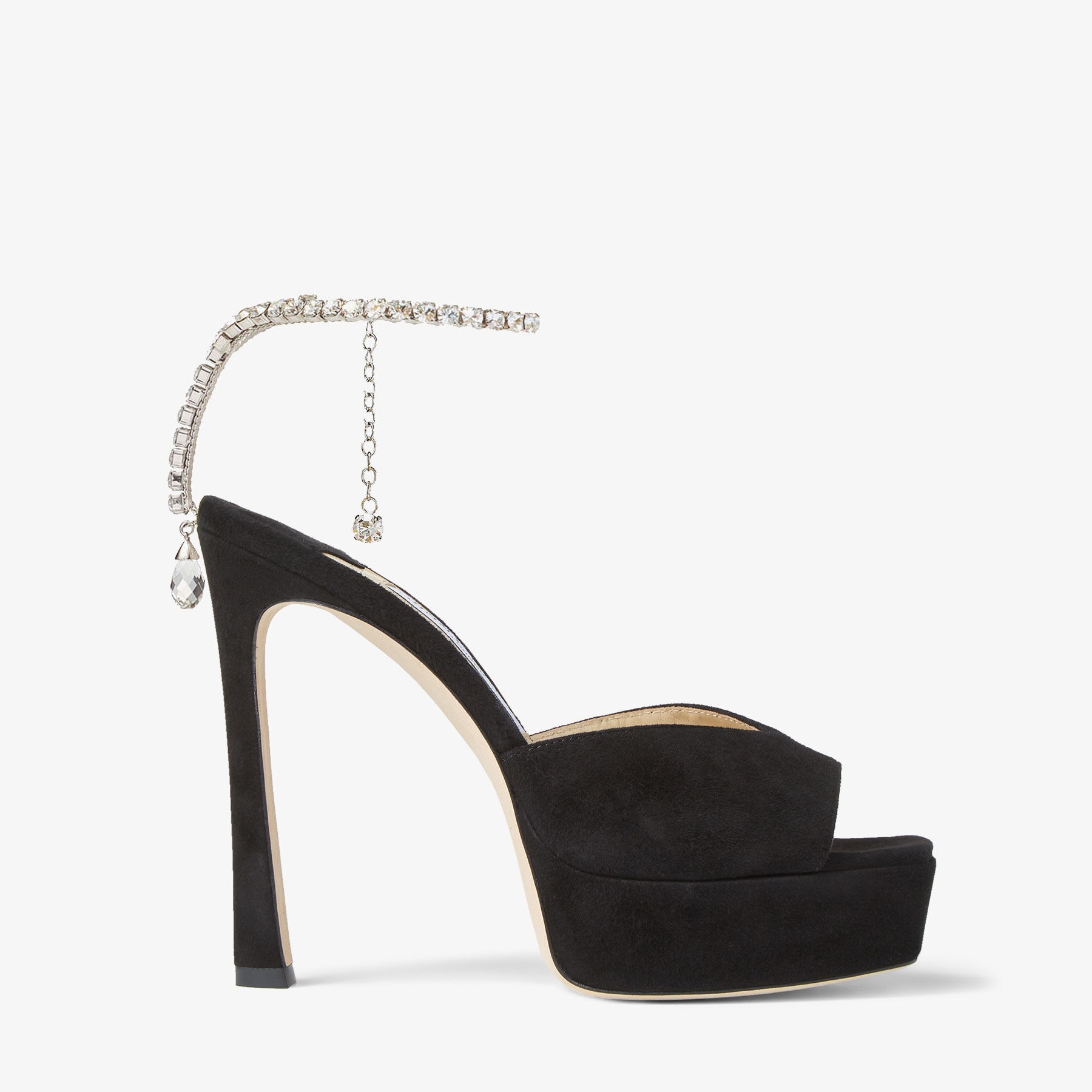 Saeda Sandal/PF 125
Black Suede Platform Sandals with Crystal Embellishment - 1