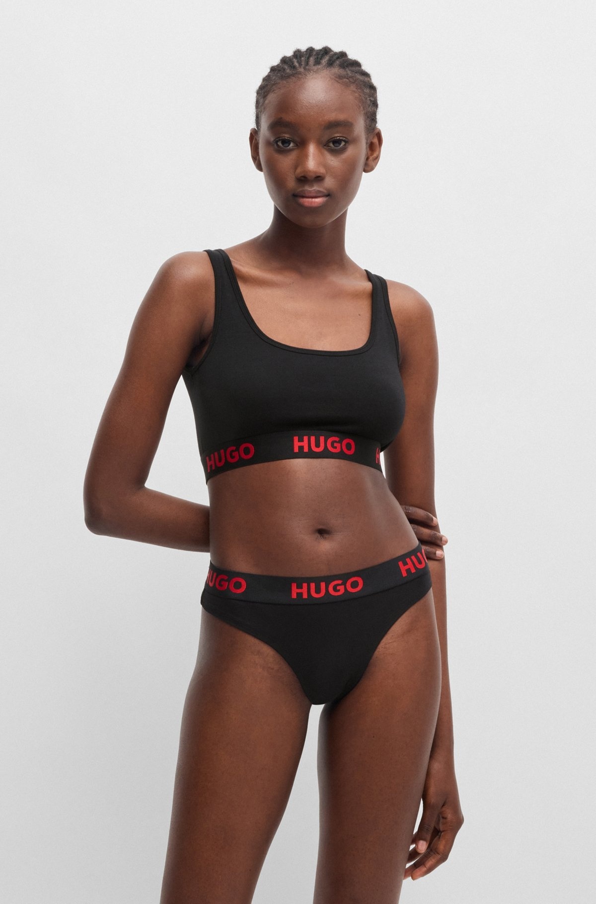STRETCH-COTTON BRALETTE WITH LOGO BAND - 2