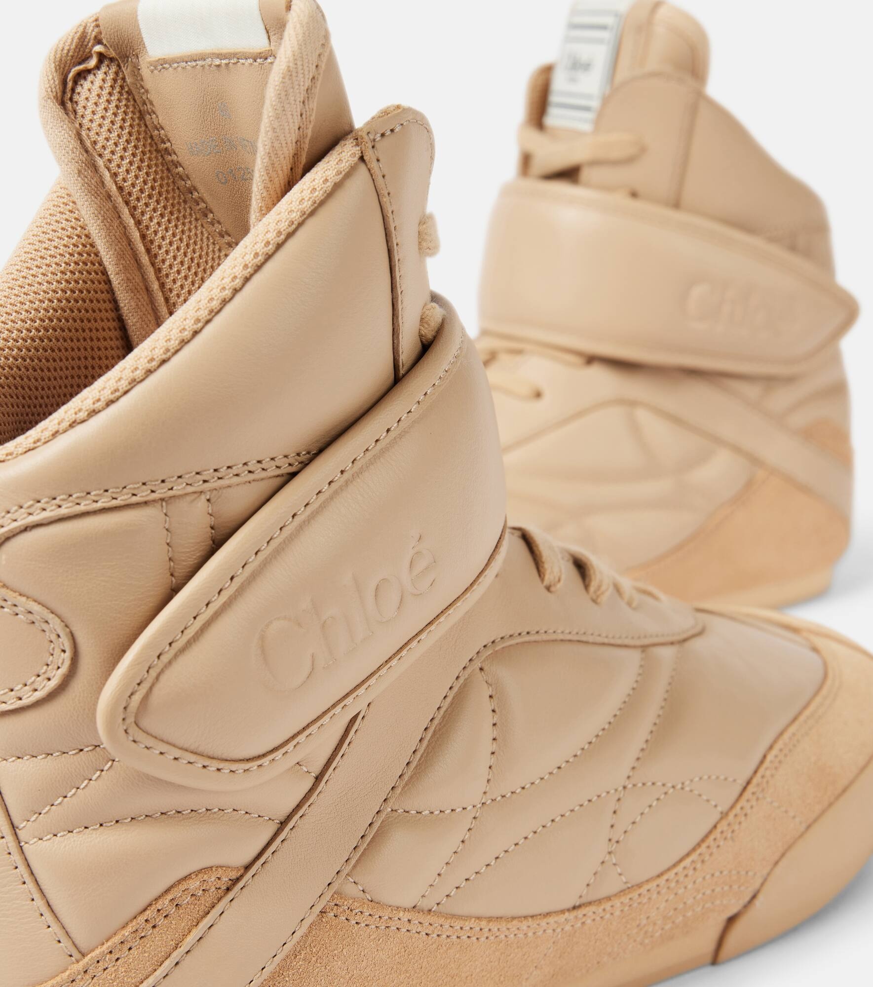 Kick suede-trimmed leather high-top sneakers - 5