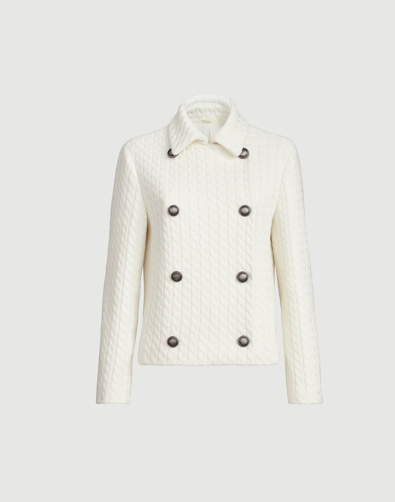 Cotton cable knit blazer with monili 1