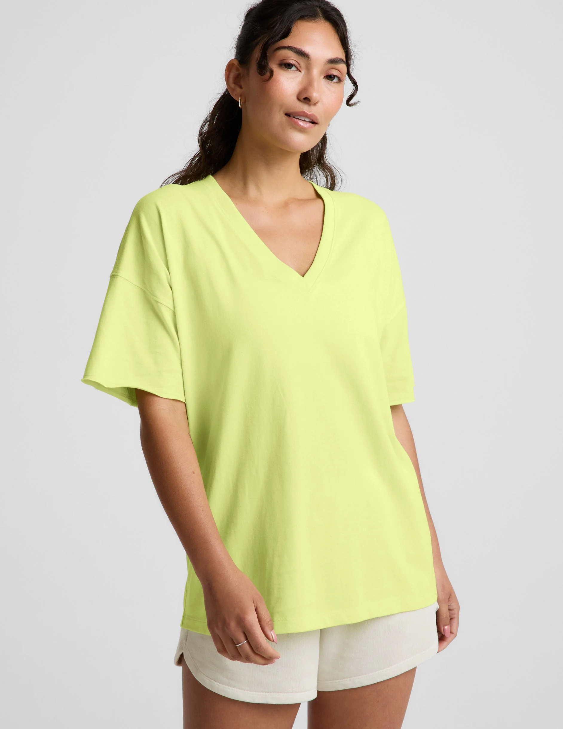 SoftKnit Better Than Ever Oversized V-Neck Cotton Tee - 1