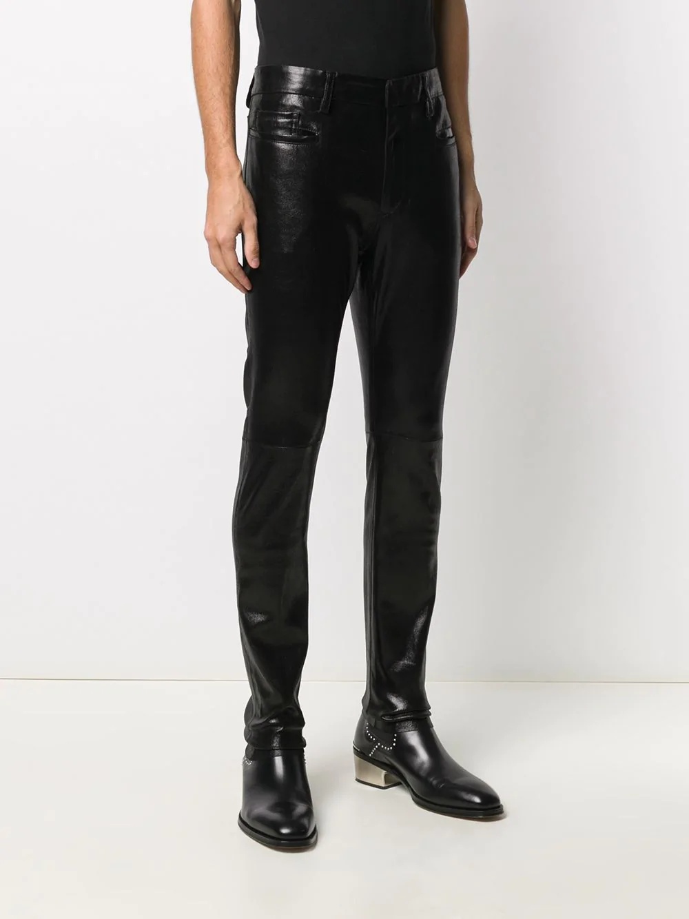 skinny fit leather trousers - 3