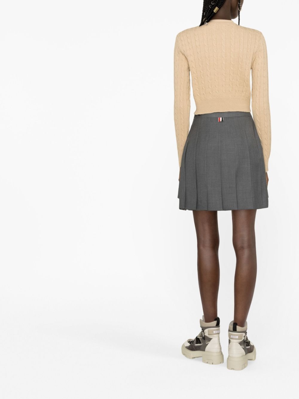 logo-patch cable-knit cardigan - 4