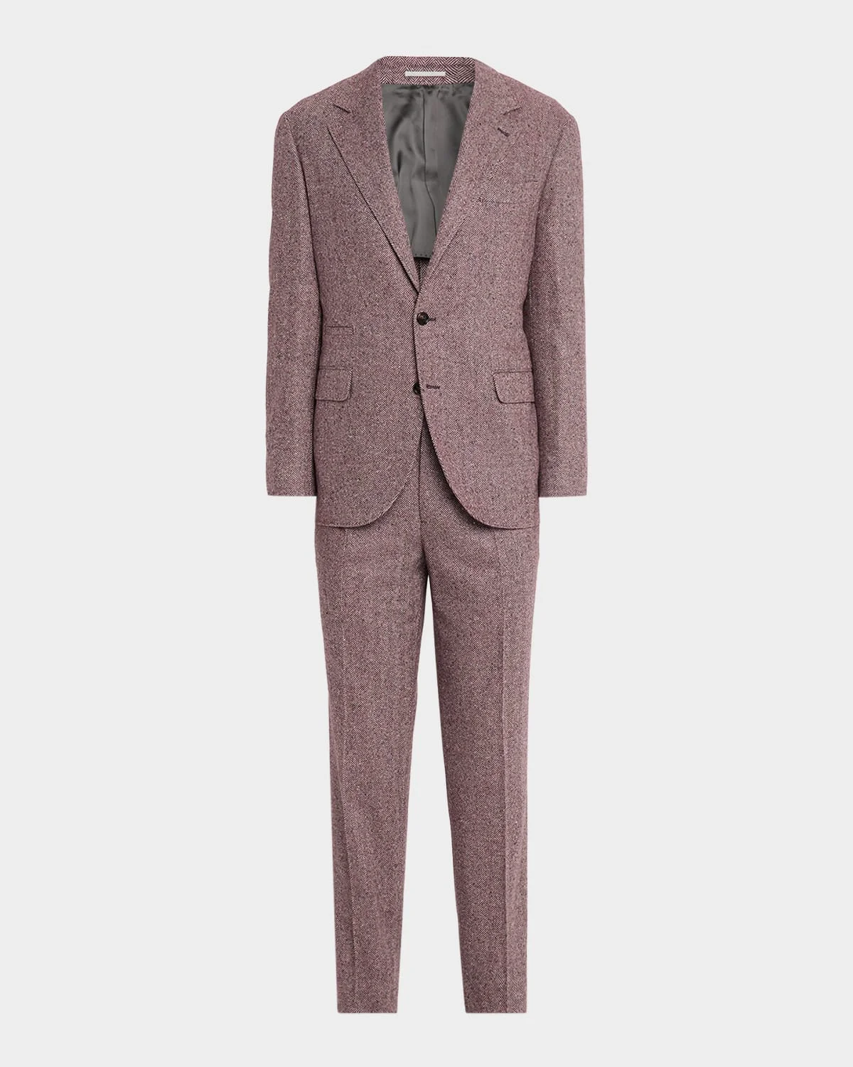 Men's Wool and Cashmere Flecked Chevron Suit - 1