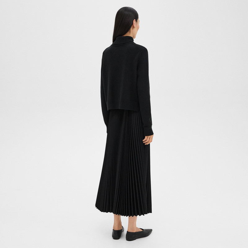 Pleated Combo Dress in Stretch Wool-Blend 4