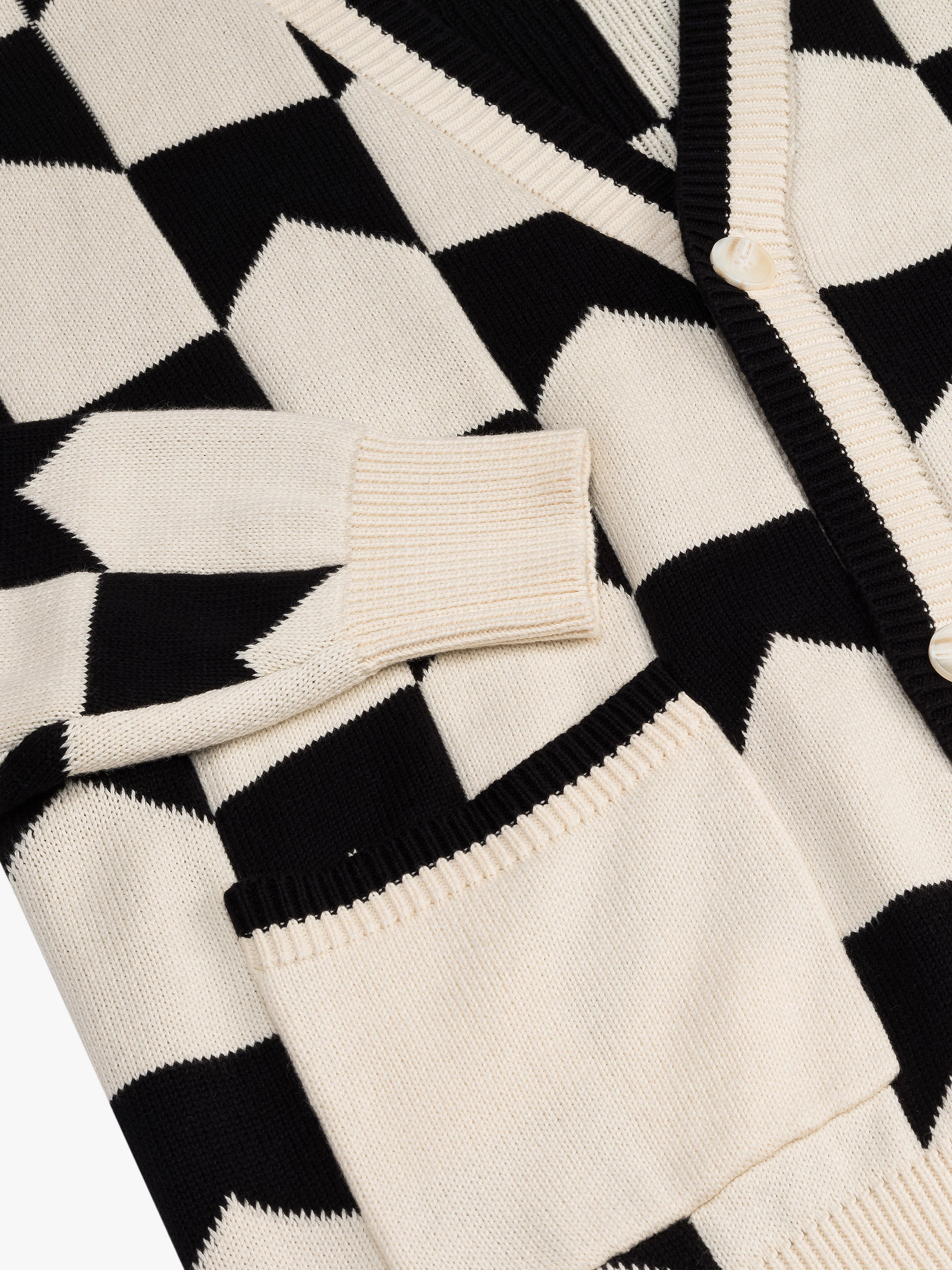 CHEVRON CHECKERED KNIT CARDIGAN - 4
