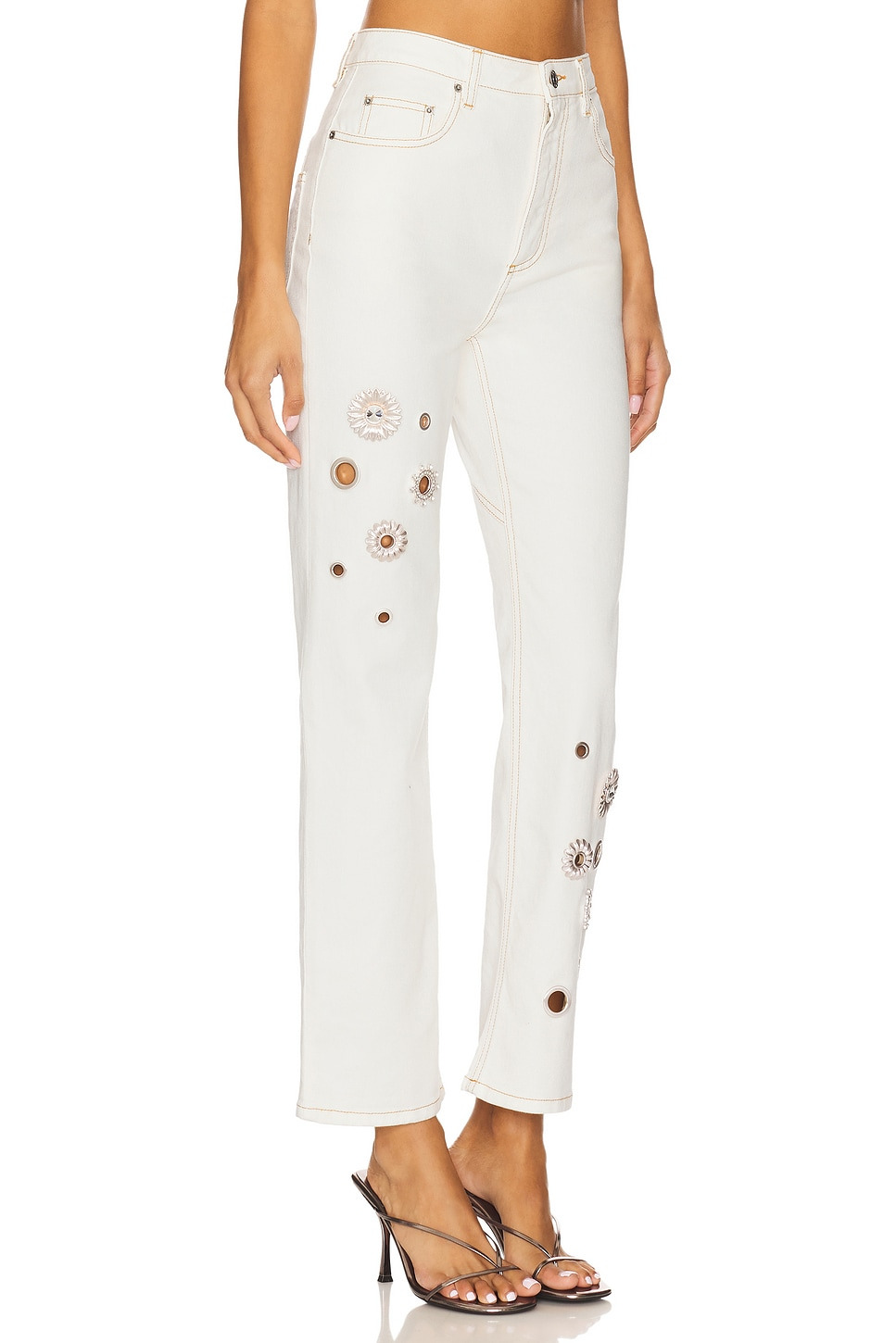 Crystal Grommet Straight Leg Jean - 2