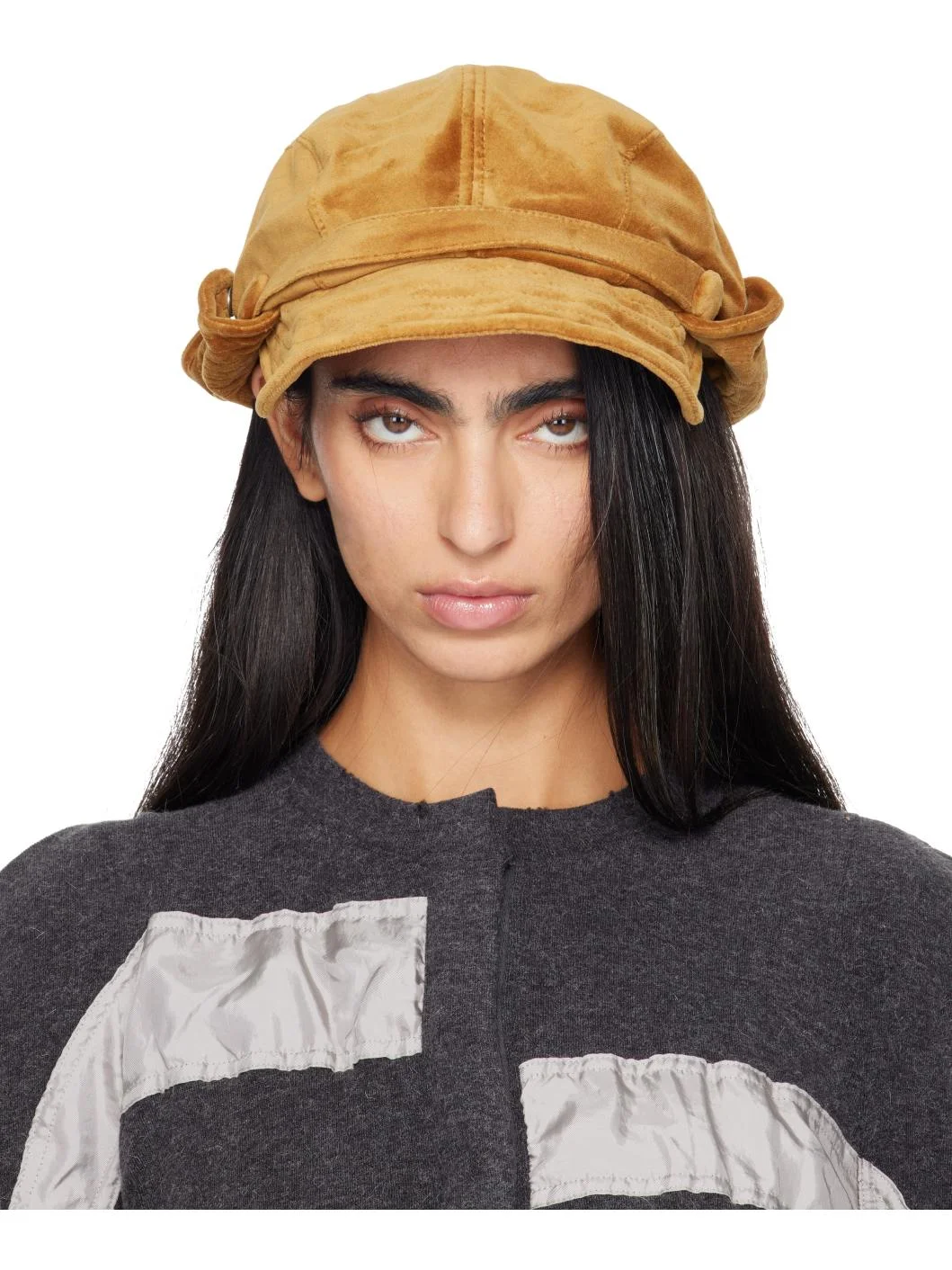 Beige Wire Bucket Beret Cap - 1