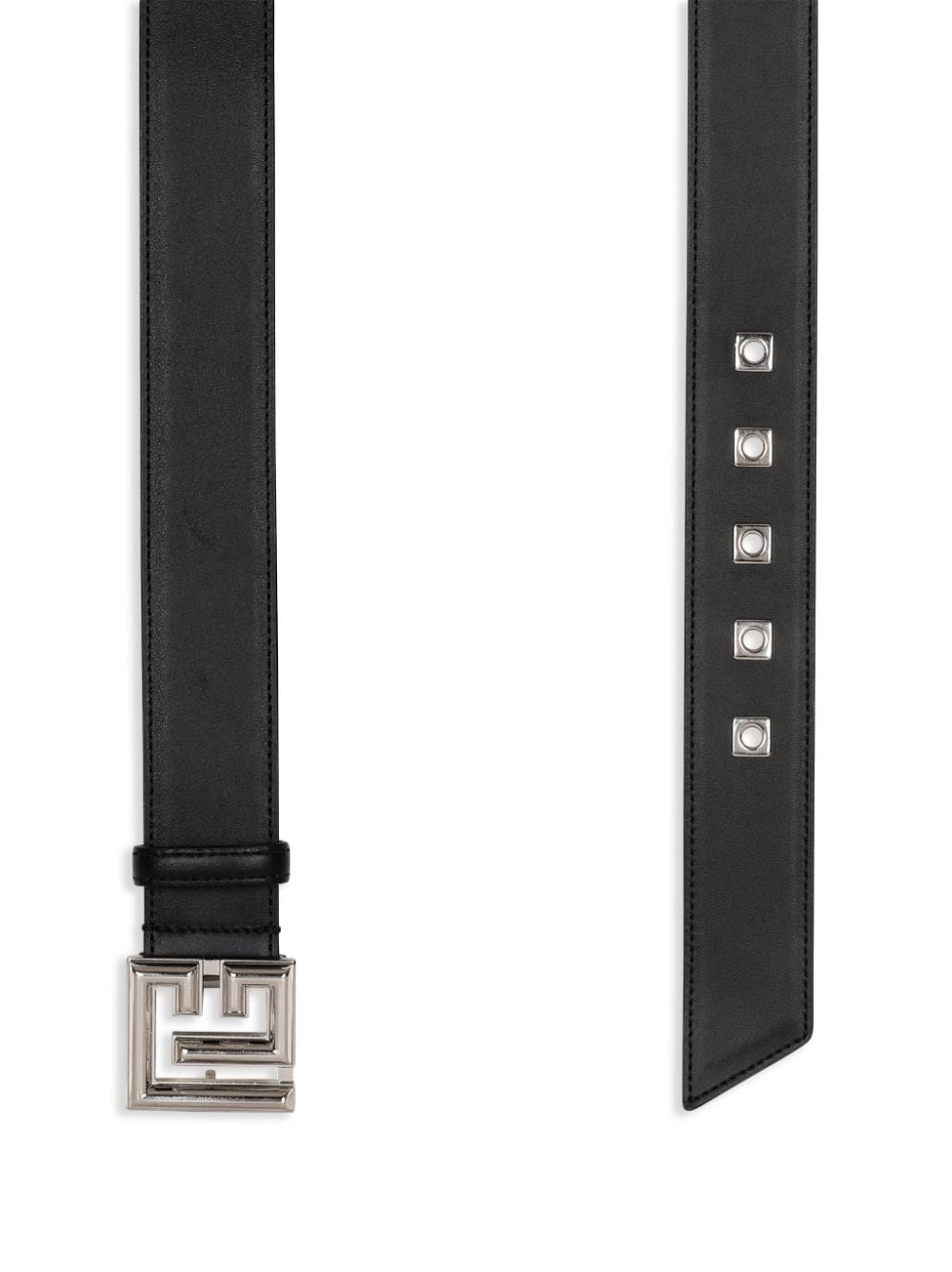logo-buckle leather belt - 2
