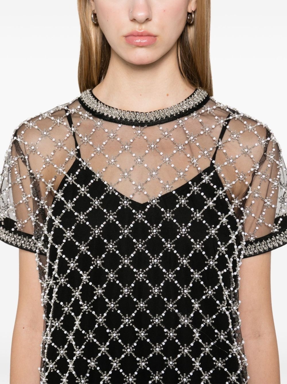 embroidered tulle mini dress - 5