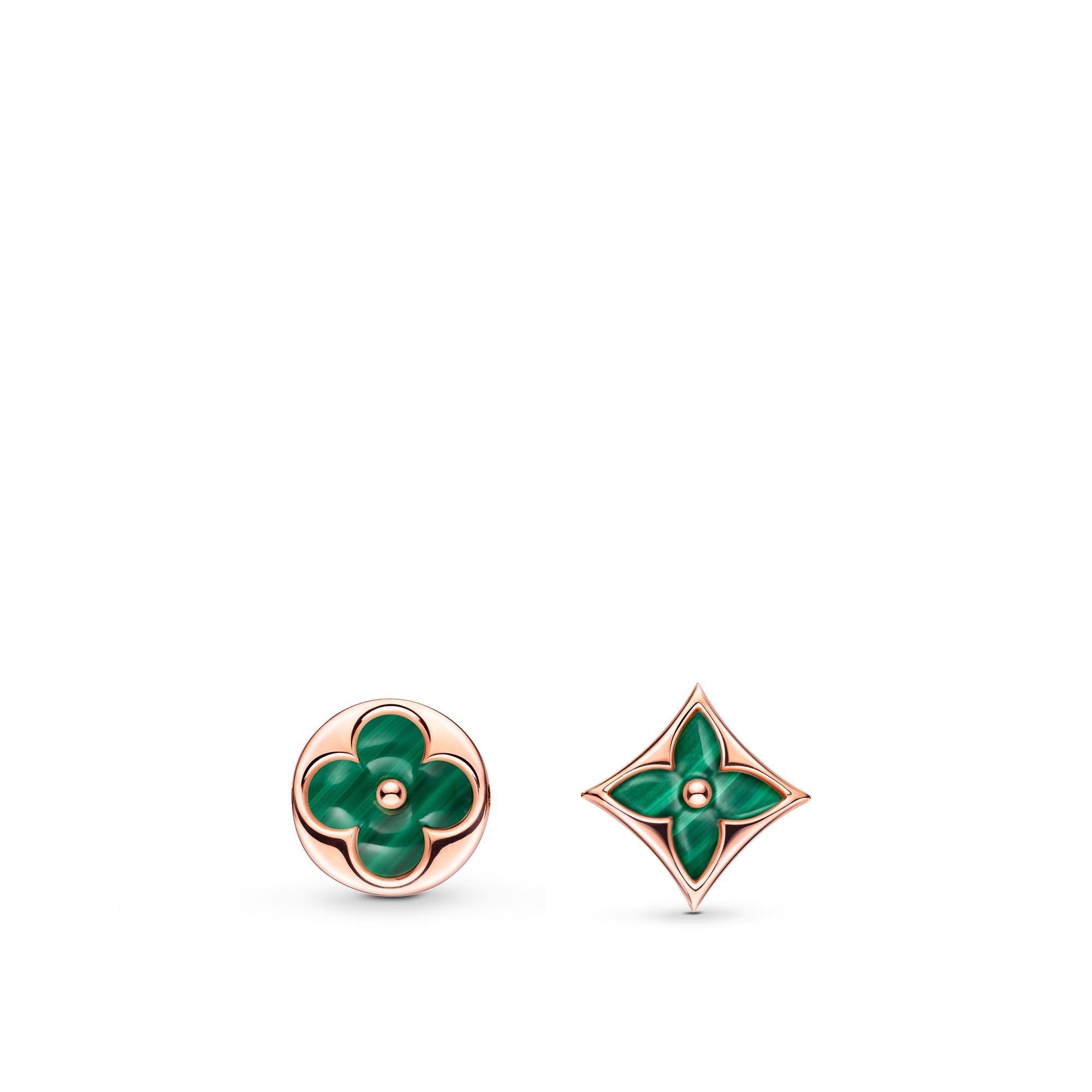 Color Blossom BB Sun Ear Stud, Pink Gold And Malachite - Per Unit - 4