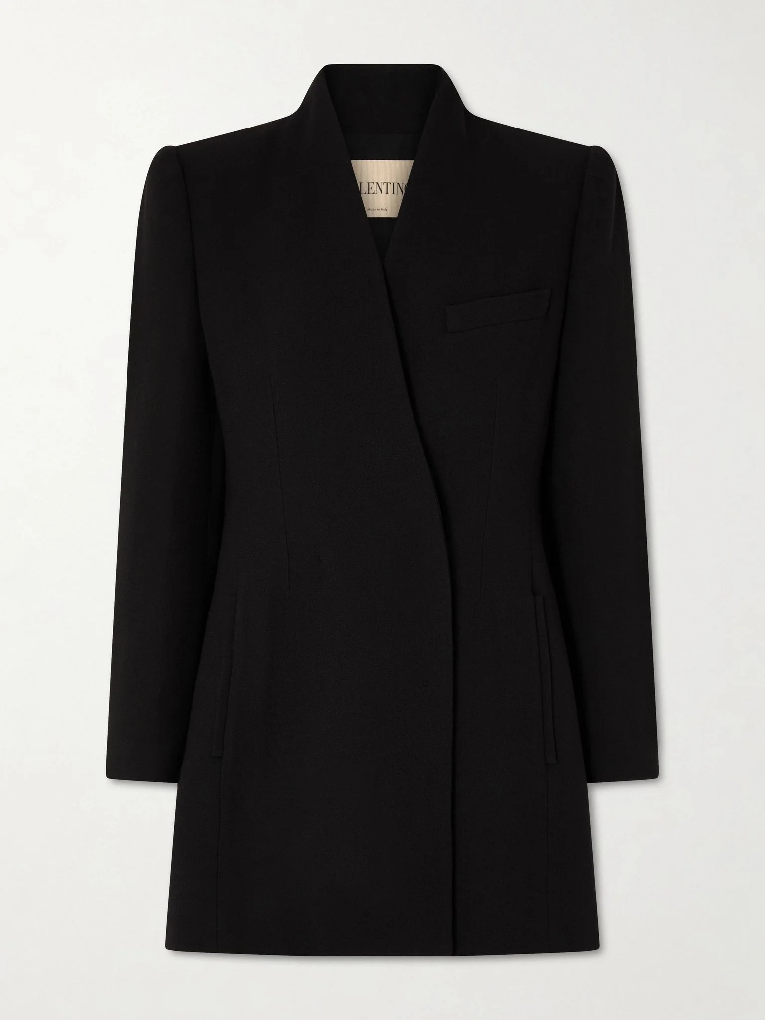 Double-breasted wool-crepe blazer Black - 1
