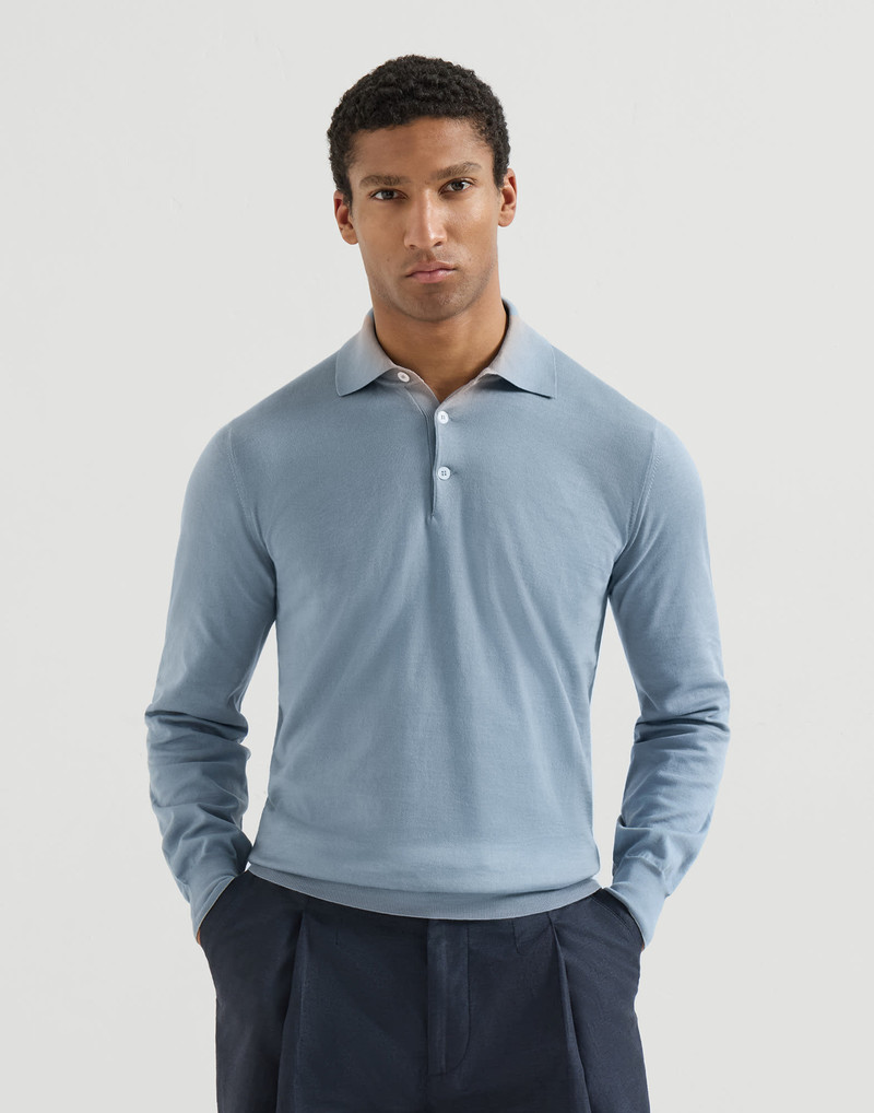 Cotton lightweight knit polo shirt 2