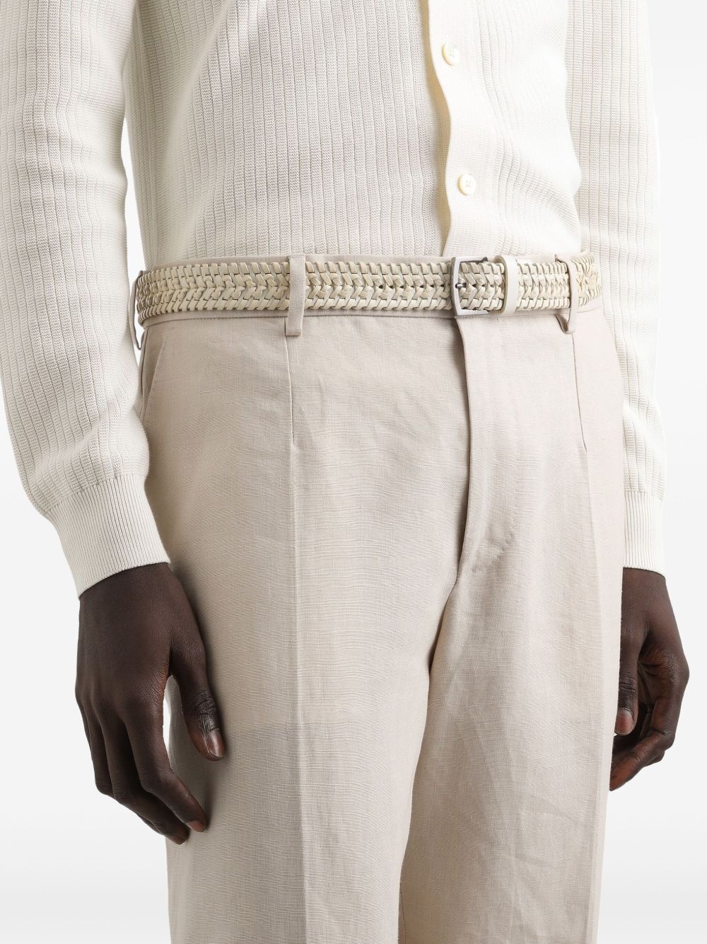 woven leather belt - 3