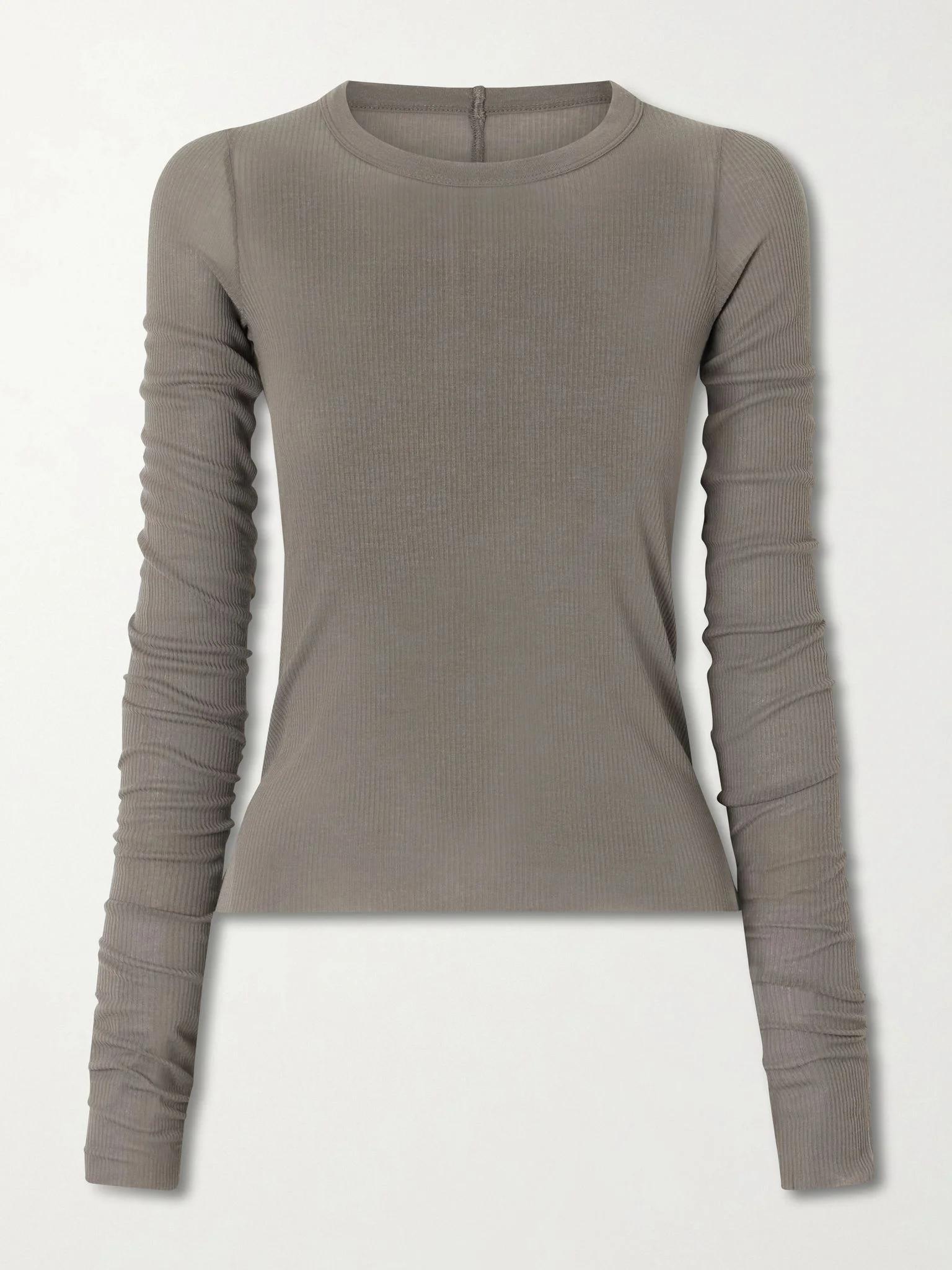 Frayed ribbed jersey T-shirt Gray - 1